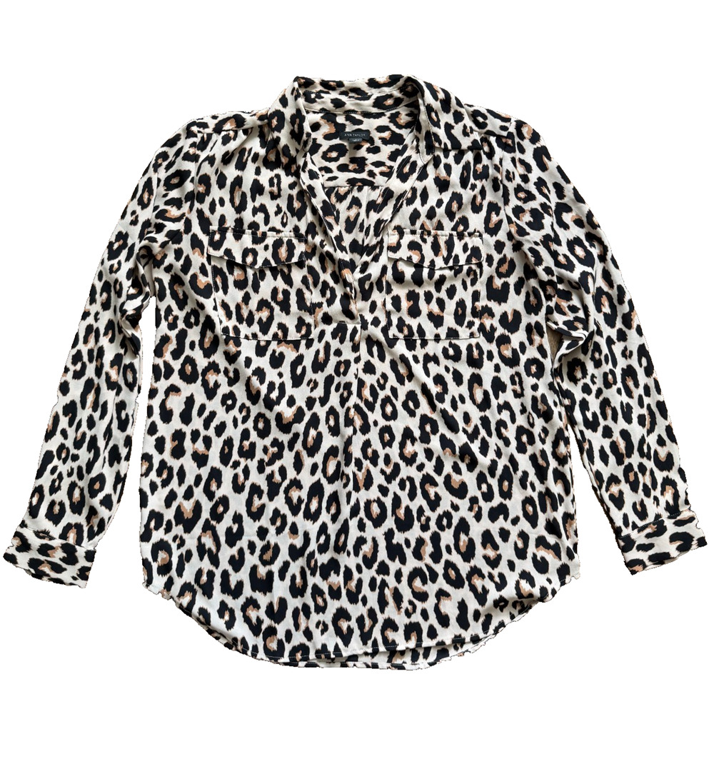 Ann Taylor Leopard Print Animal Print Blouse Office Workwear Small